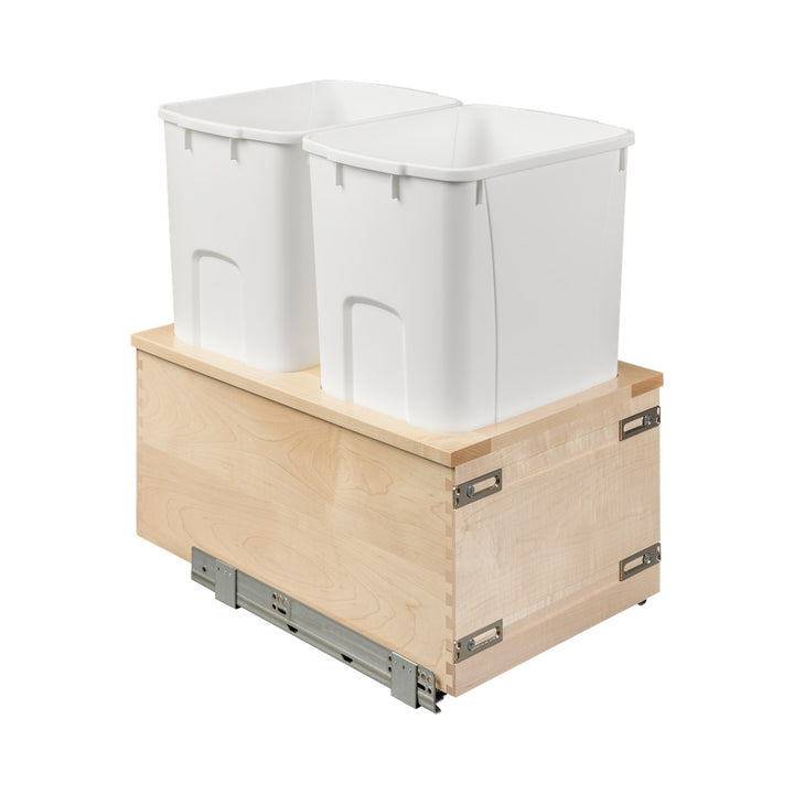 15" Signature Series 50 Quart Bottom Mount Waste Container in maple, studio view 6