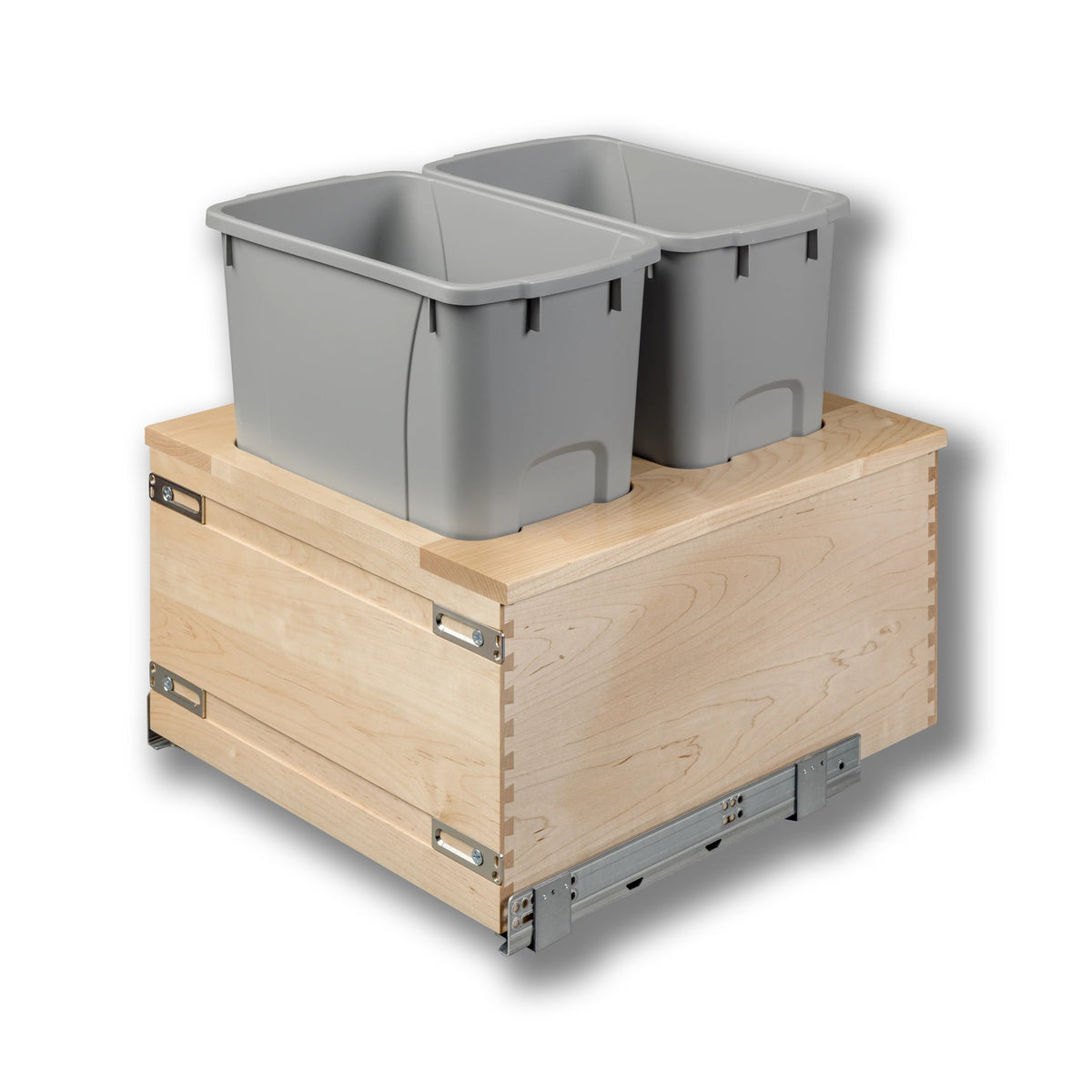 18" Signature Series 34 Quart Gray Bottom Mount Waste Container in maple