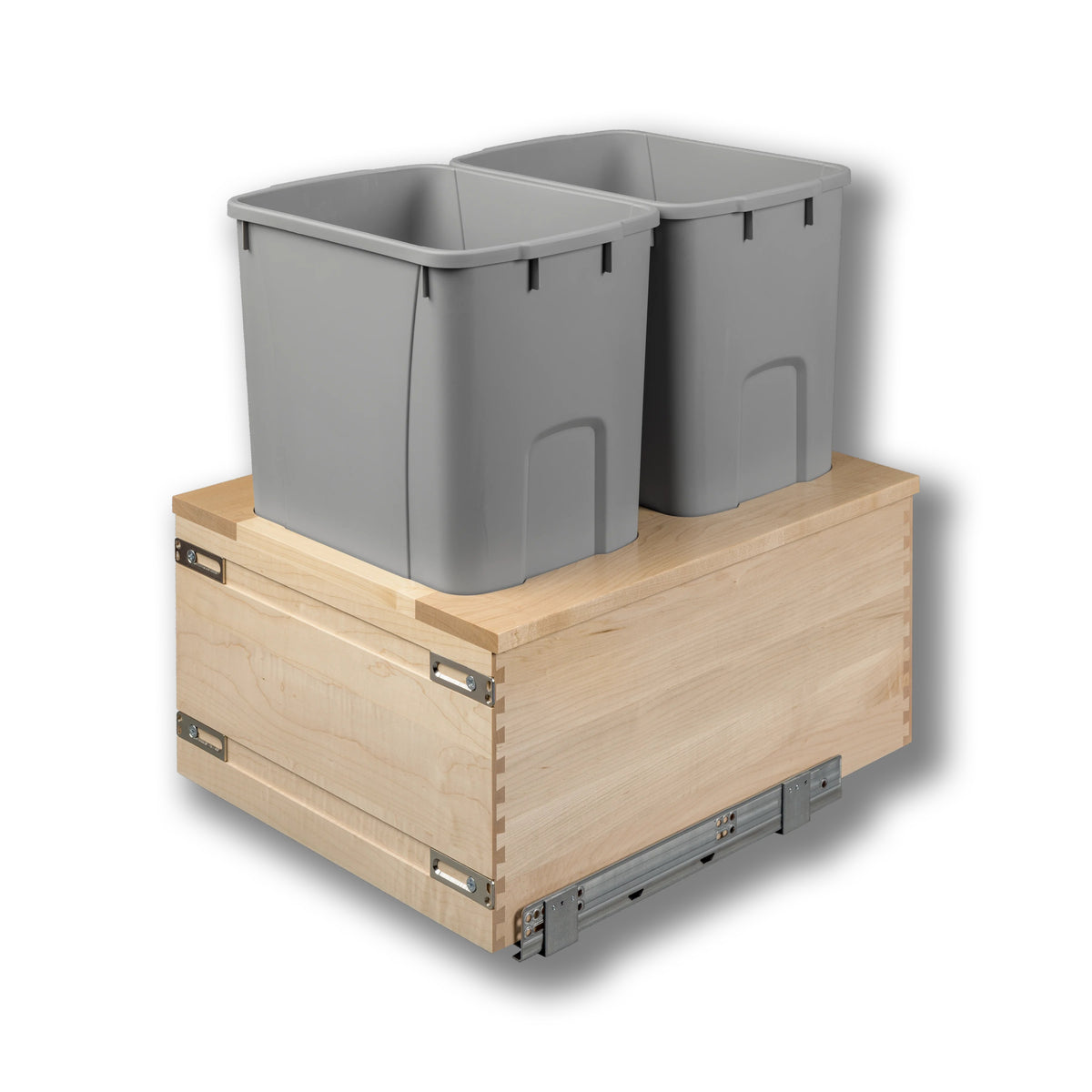 18" Signature Series 50 Quart Gray Bottom Mount Waste Container in maple