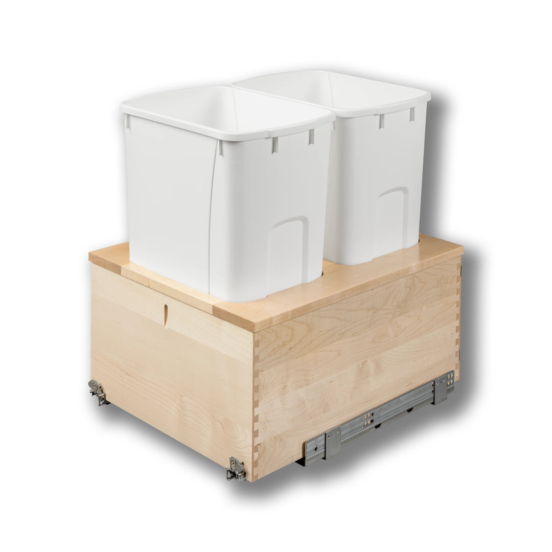 18" Signature Series 50 Quart Bottom Mount Waste Container in maple, studio view 2