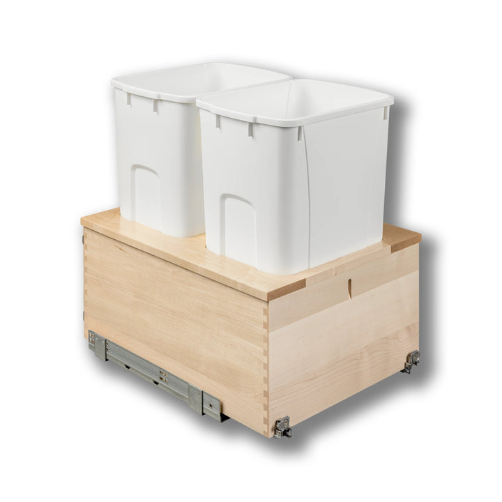 18" Signature Series 50 Quart Bottom Mount Waste Container in maple, studio view 3