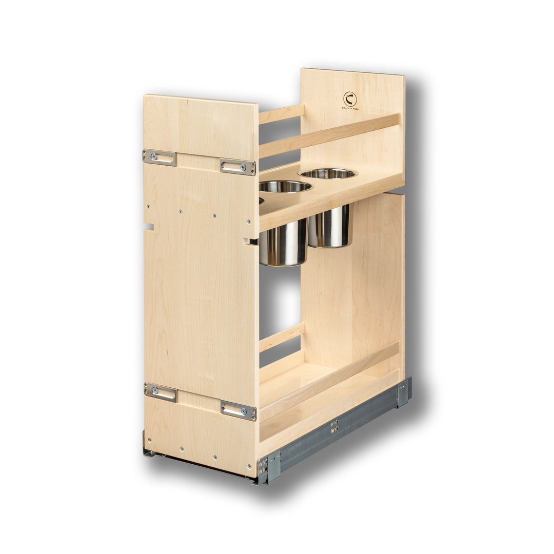 10 1/2" Signature Series Pull-Out Canister Organizer Frameless in maple, studio view 2
