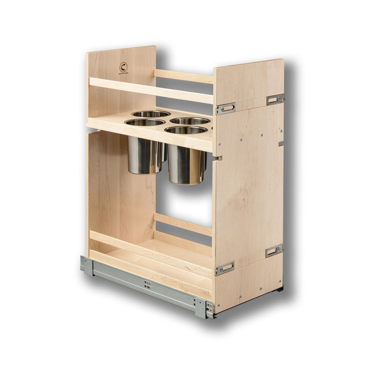 12" Signature Series Pull-Out Canister Organizer in maple, studio view 2