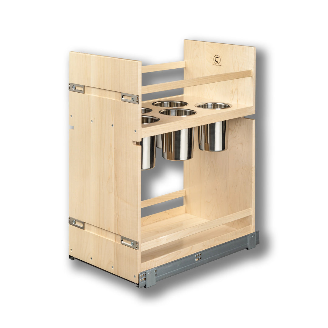 13 1/2" Signature Series Pull-Out Canister Organizer Frameless in maple, studio view 3
