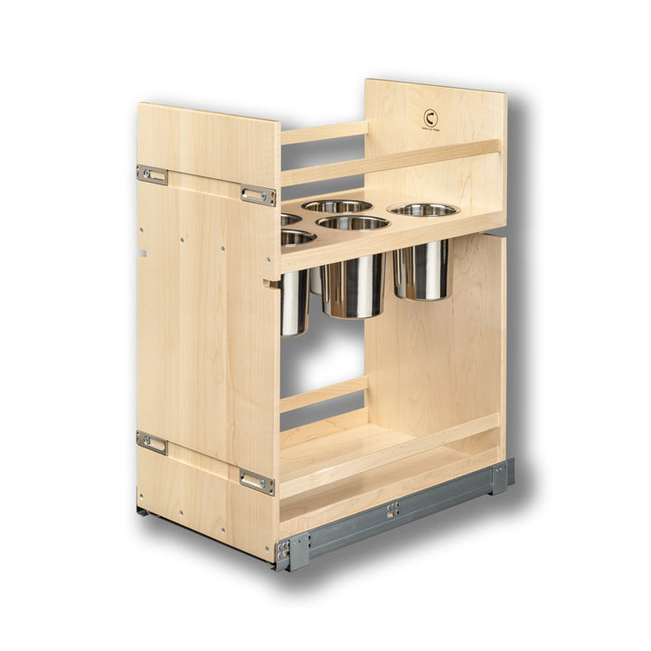 13 1/2" Signature Series Pull-Out Canister Organizer Frameless in maple, studio view 3