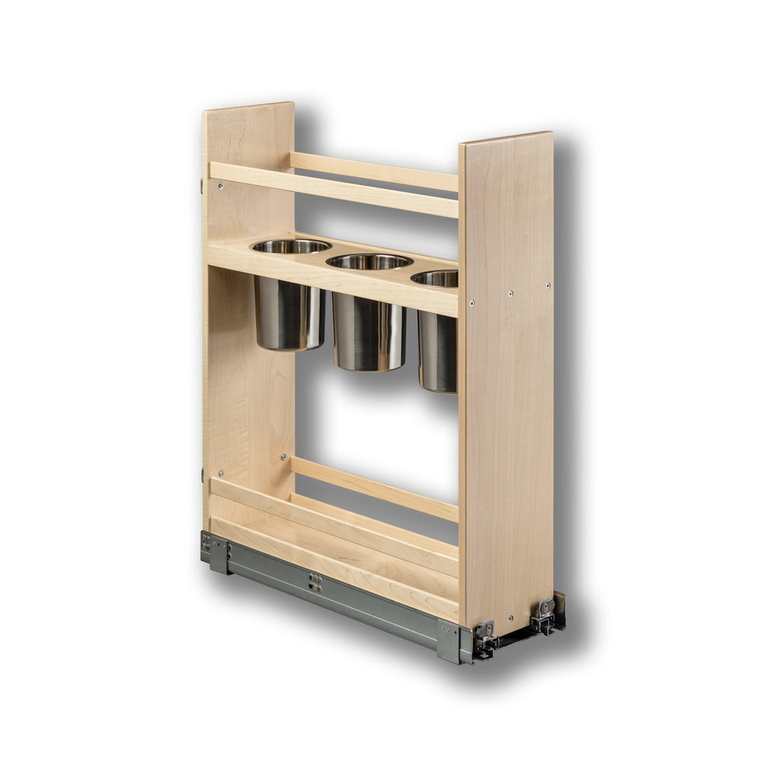 7 1/2" Signature Series Pull-Out Canister Organizer Frameless in maple, studio view 2