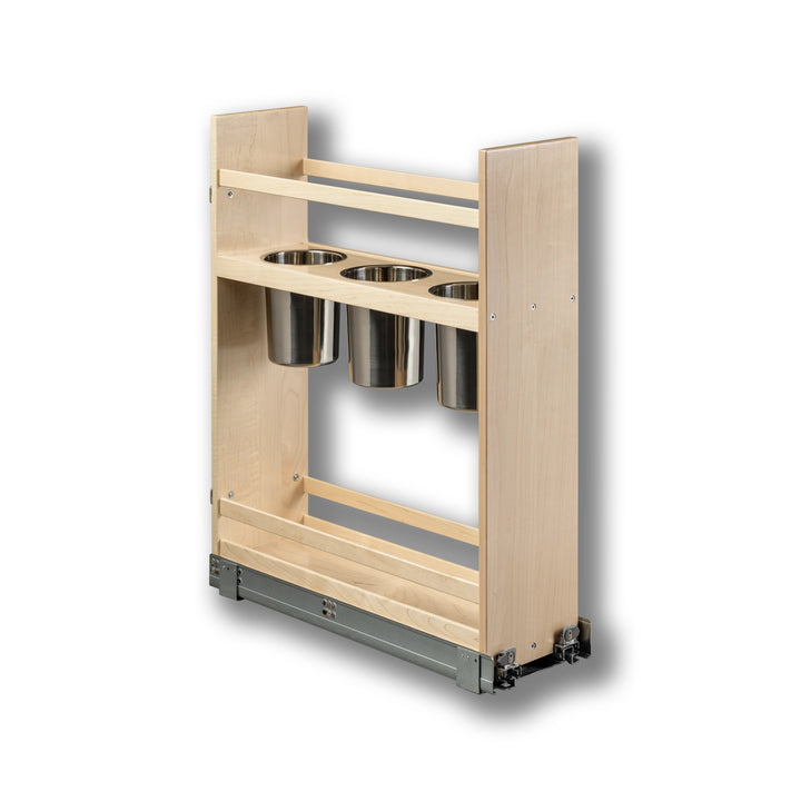 7 1/2" Signature Series Pull-Out Canister Organizer Frameless in maple, studio view 2