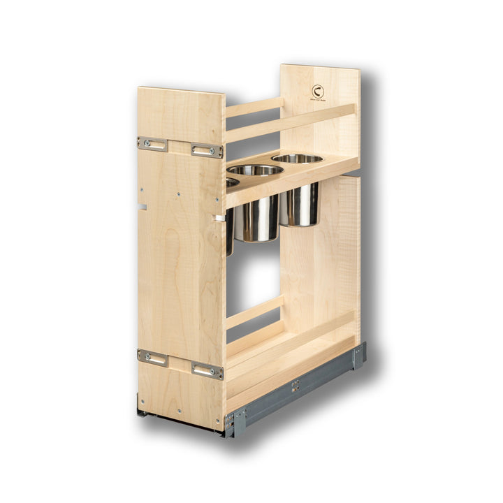 9" Signature Series Pull-Out Canister Organizer in maple, studio view 2