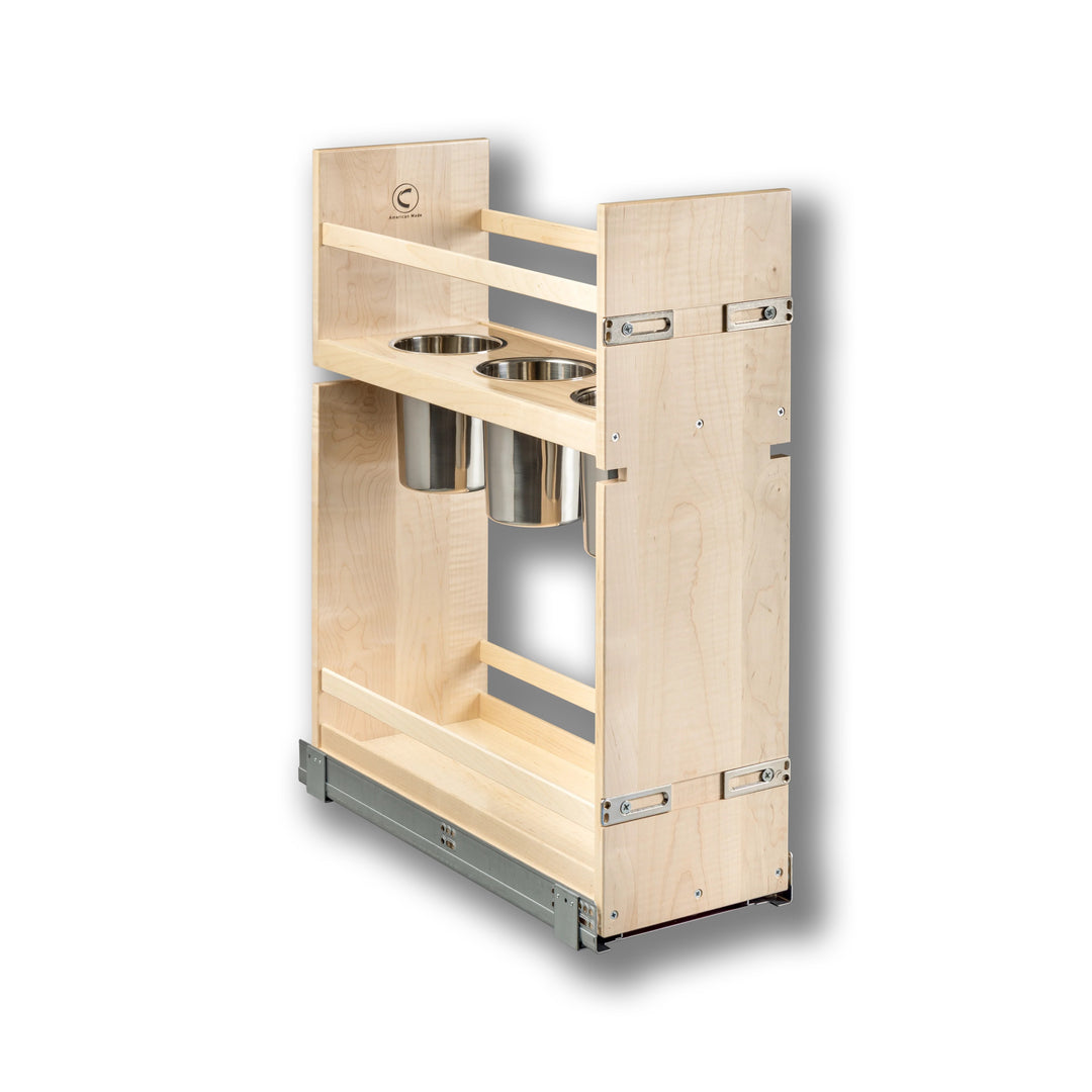 9" Signature Series Pull-Out Canister Organizer in maple, studio view 4