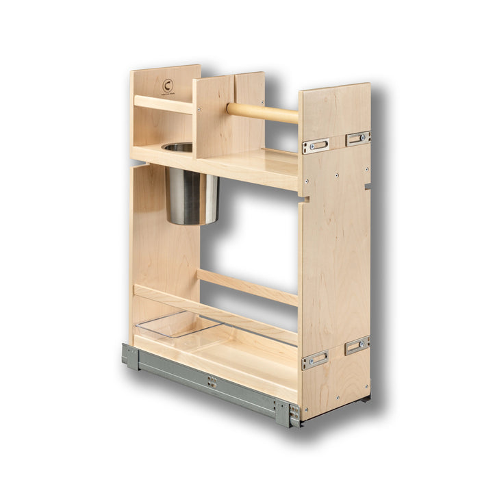 Signature Series 9" Cabinet Cleaning Organizer in maple, studio view 3