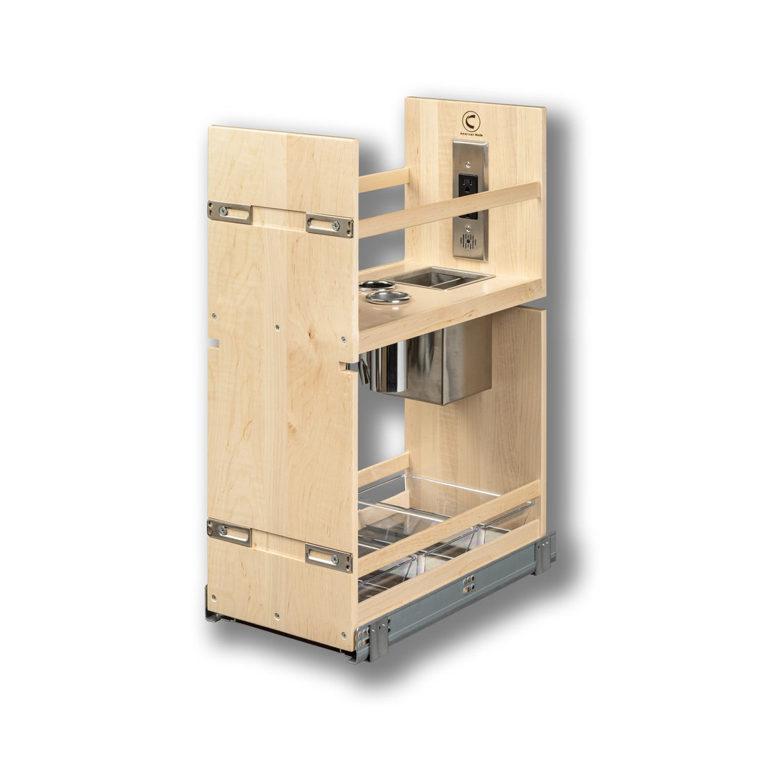 Vanity Grooming Organizer with Electric in maple, studio view 2