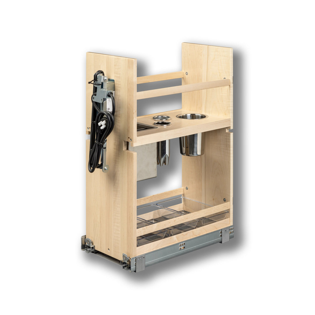 Vanity Grooming Organizer with Electric in maple, studio view 3