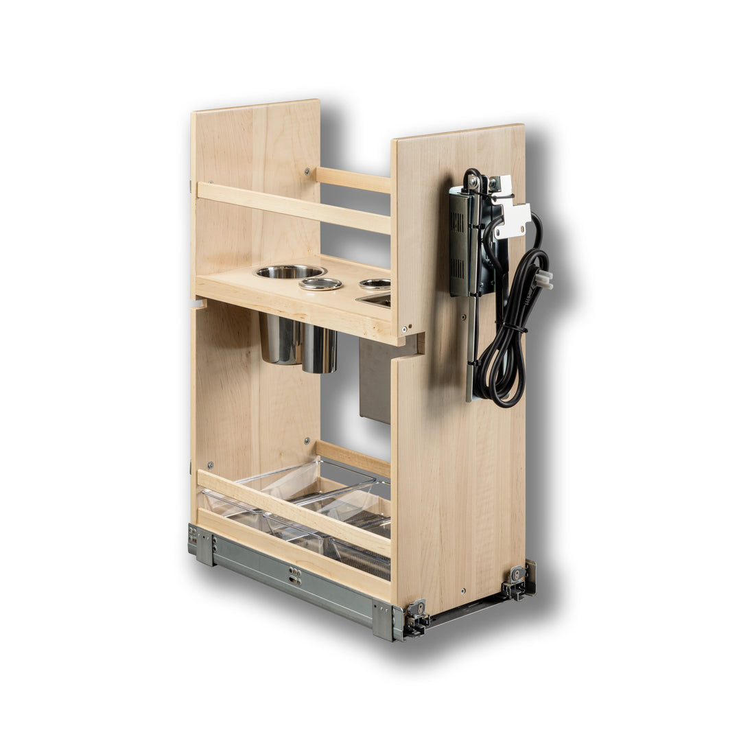 Vanity Grooming Organizer with Electric in maple, studio view 6
