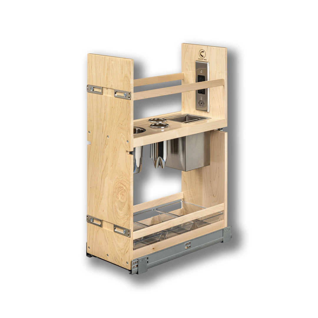 Vanity Grooming Organizer with Electric in maple