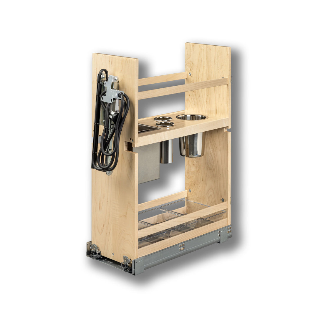 Vanity Grooming Organizer with Electric in maple, studio view 3