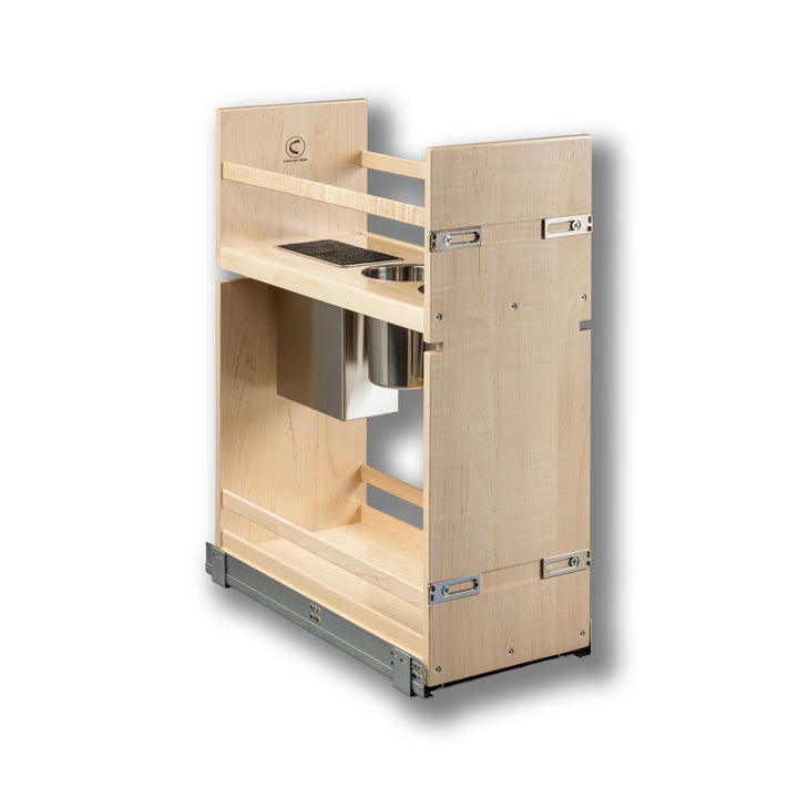 10 1/2" Signature Series Frameless Pullout Canister Organizer with Knife Block in maple