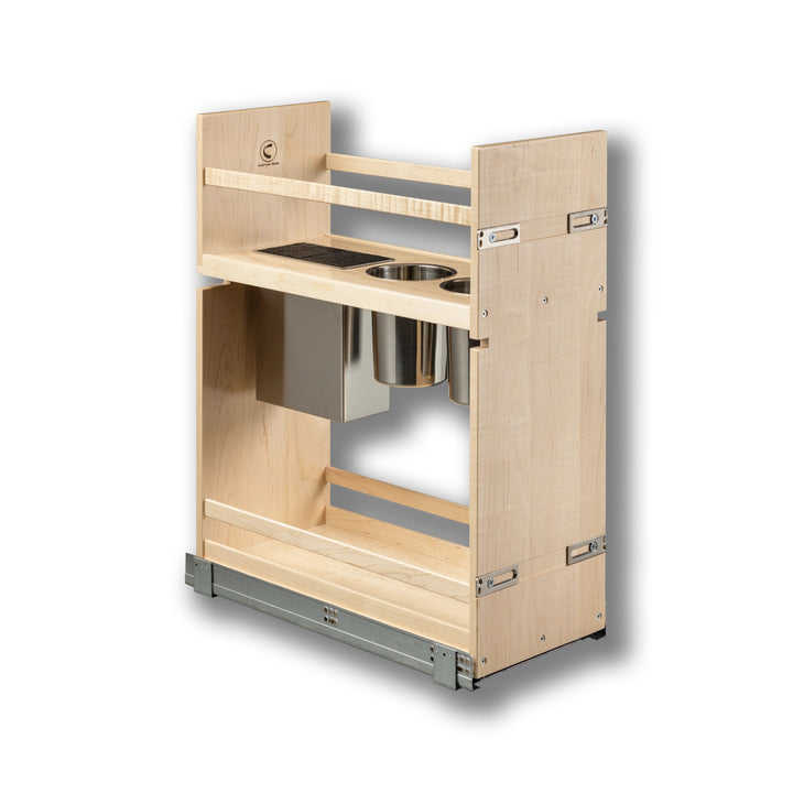 10 1/2" Signature Series Frameless Pullout Canister Organizer with Knife Block in maple, studio view 2