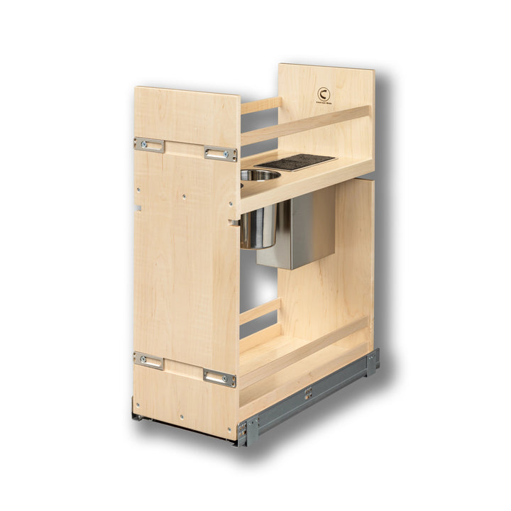 10 1/2" Signature Series Frameless Pullout Canister Organizer with Knife Block in maple, studio view 4