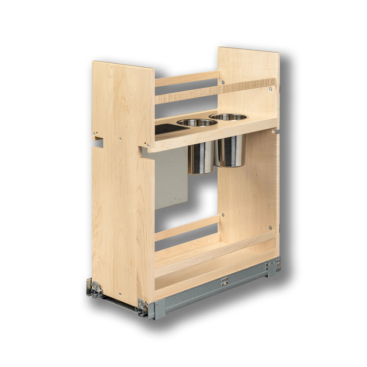 10 1/2" Signature Series Frameless Pullout Canister Organizer with Knife Block in maple, studio view 5