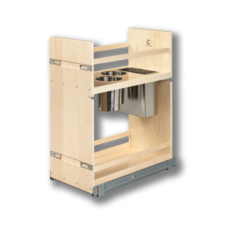 12" Signature Series Face Frame Pullout Canister Organizer with Knife Block in maple