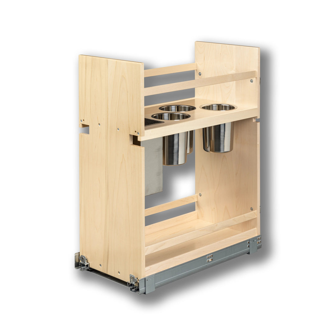 12" Signature Series Face Frame Pullout Canister Organizer with Knife Block in maple, studio view 2