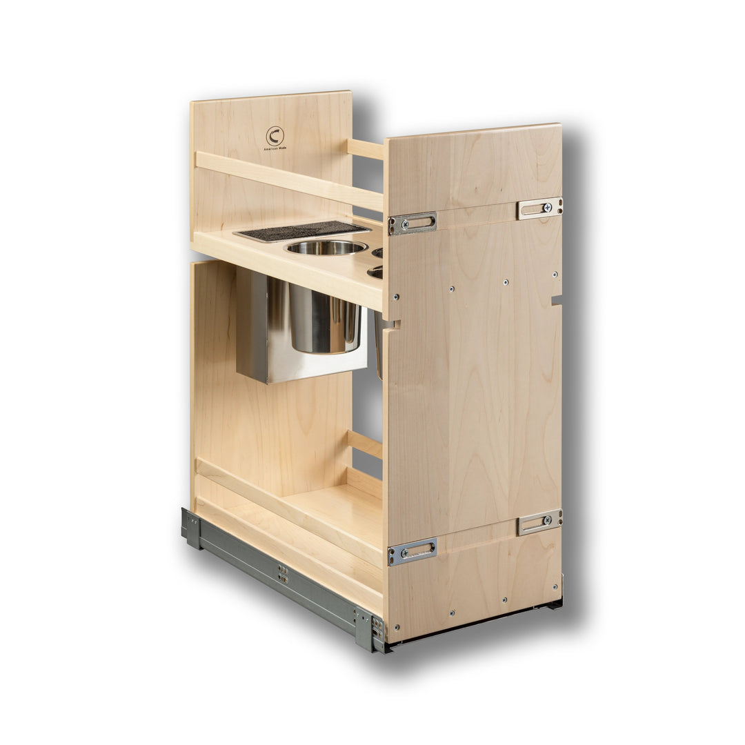 12" Signature Series Face Frame Pullout Canister Organizer with Knife Block in maple, studio view 3