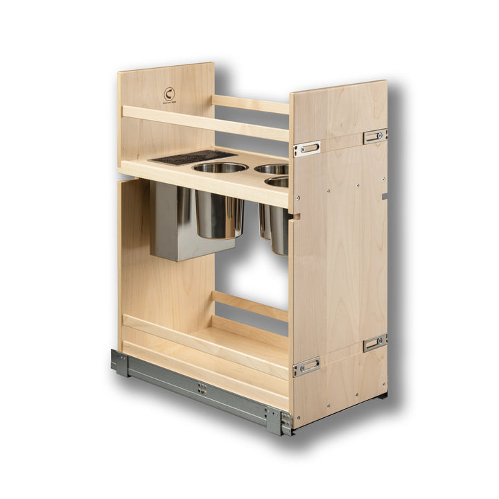 12" Signature Series Face Frame Pullout Canister Organizer with Knife Block in maple, studio view 4