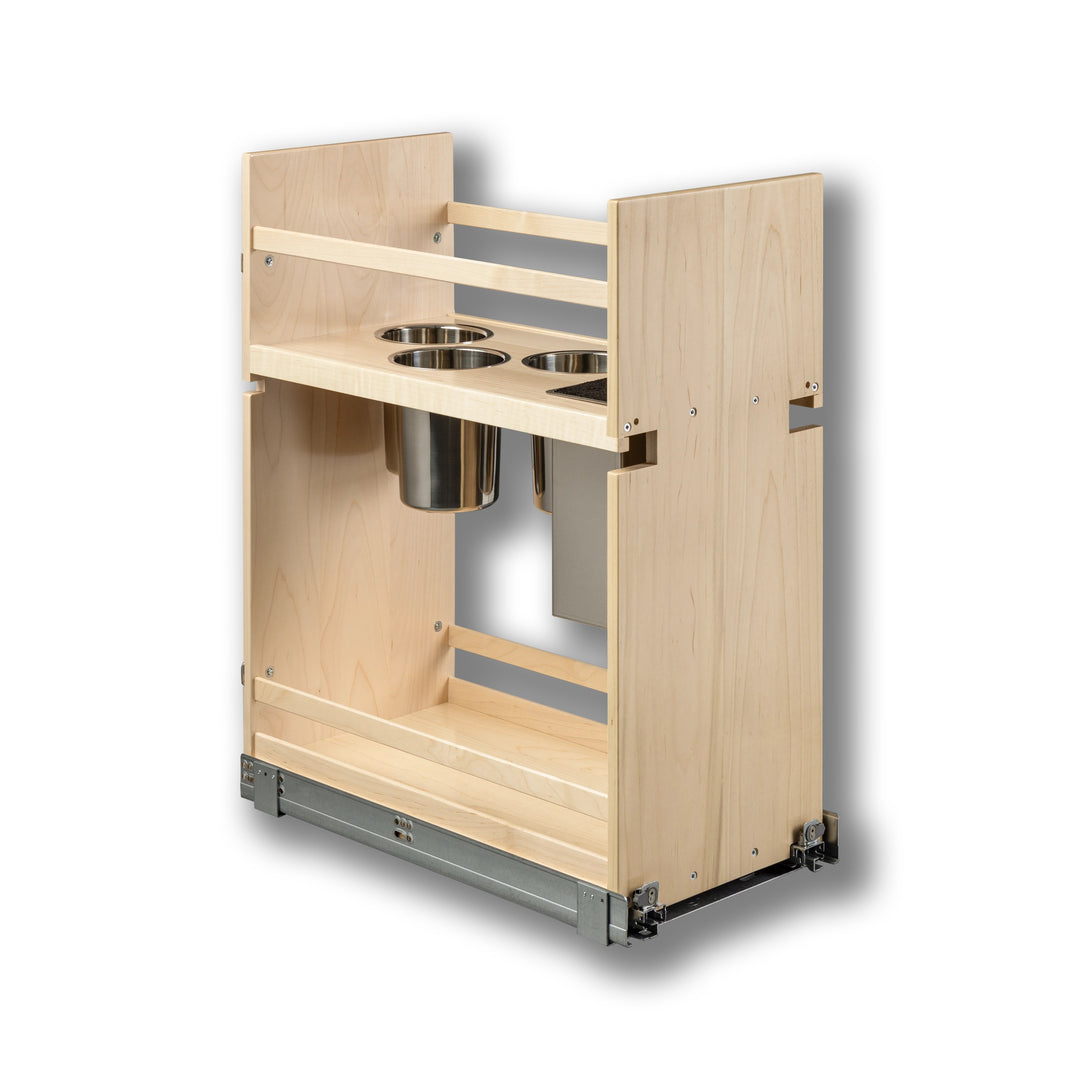 12" Signature Series Face Frame Pullout Canister Organizer with Knife Block in maple, studio view 5