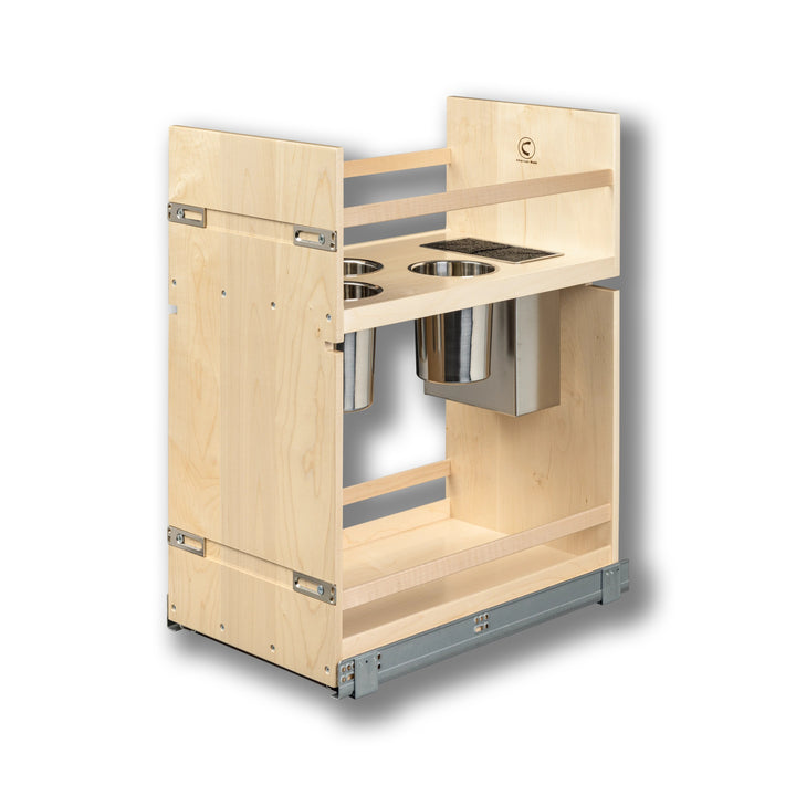 Signature Series 13 1/2" Soft Close Base Cabinet Organizer with Adjustable Middle Shelf in maple