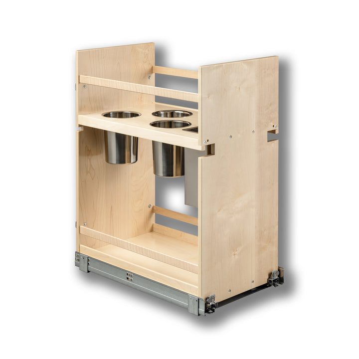 Signature Series 13 1/2" Soft Close Base Cabinet Organizer with Adjustable Middle Shelf in maple, studio view 5