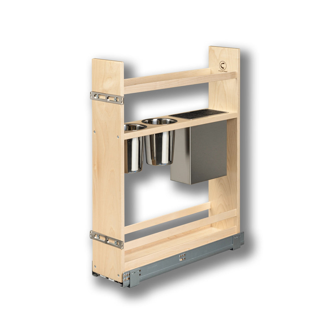 6" Signature Series Face Frame Pullout Canister Organizer with Knife Block in maple