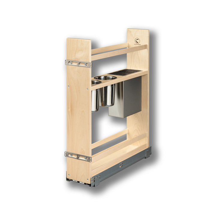 6" Signature Series Face Frame Pullout Canister Organizer with Knife Block in maple, studio view 2