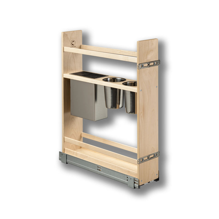 6" Signature Series Face Frame Pullout Canister Organizer with Knife Block in maple, studio view 5