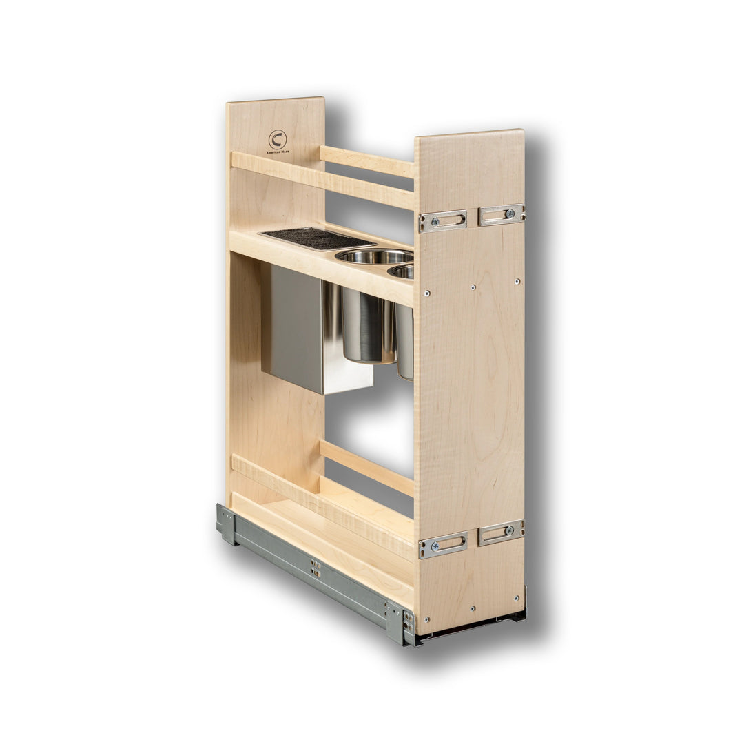 7 1/2" Signature Series Frameless Pullout Canister Organizer with Knife Block in maple