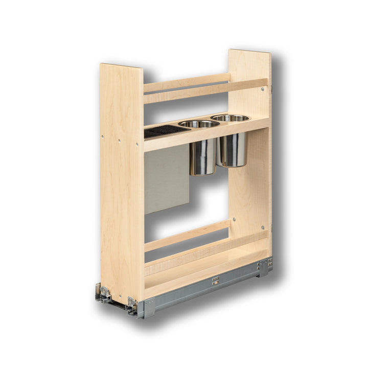 7 1/2" Signature Series Frameless Pullout Canister Organizer with Knife Block in maple, studio view 5