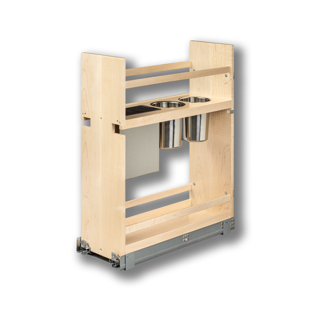 9" Signature Series Face Frame Pullout Canister Organizer with Knife Block in maple, studio view 2