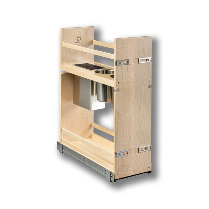 9" Signature Series Face Frame Pullout Canister Organizer with Knife Block in maple, studio view 3