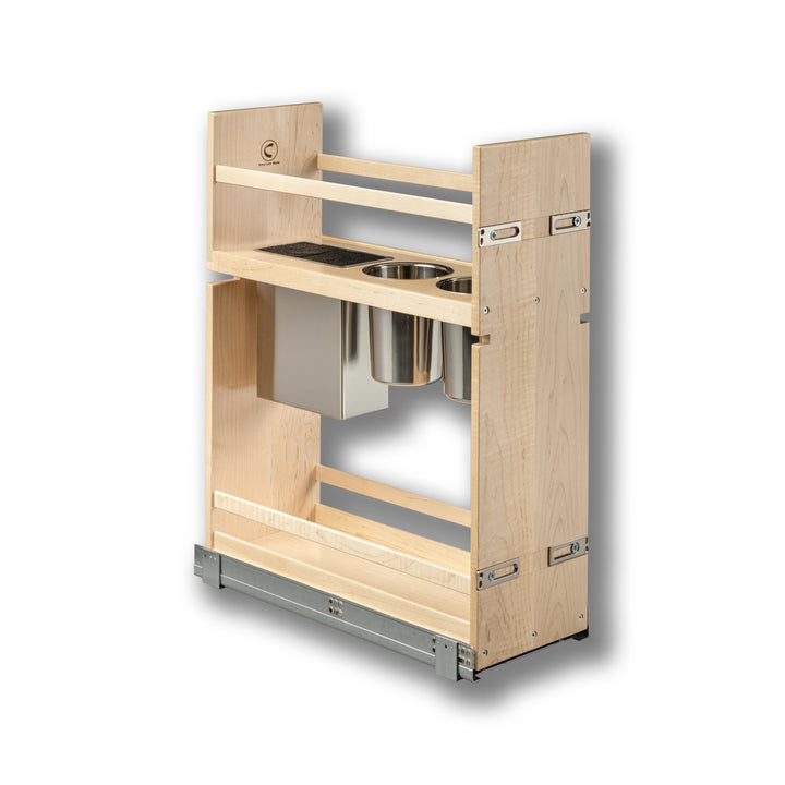 9" Signature Series Face Frame Pullout Canister Organizer with Knife Block in maple, studio view 4