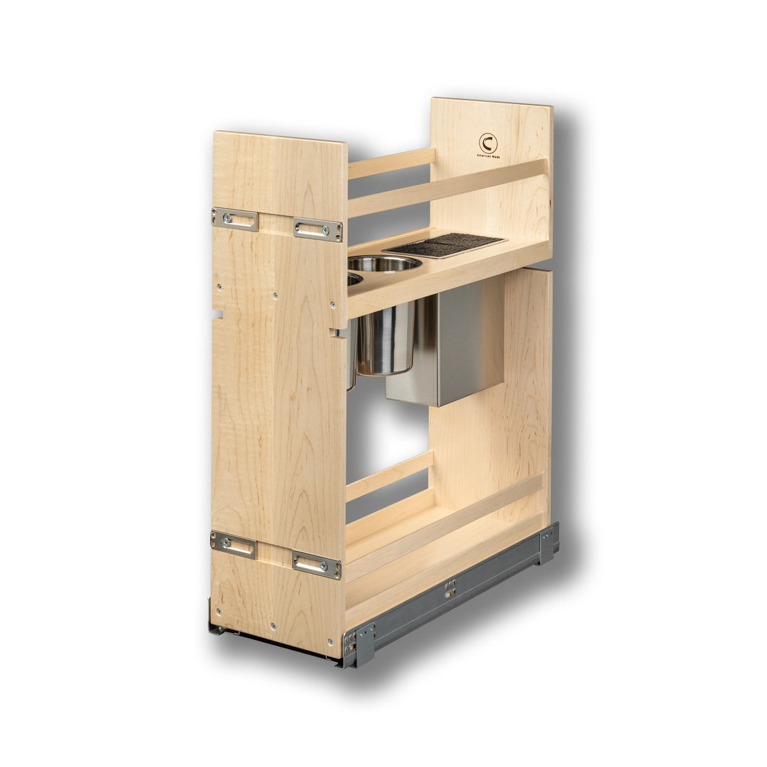 9" Signature Series Face Frame Pullout Canister Organizer with Knife Block in maple, studio view 5
