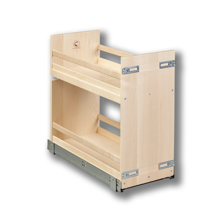 10 1/2" Short Height Base Cabinet Pull-Out Organizer in maple, studio view 3