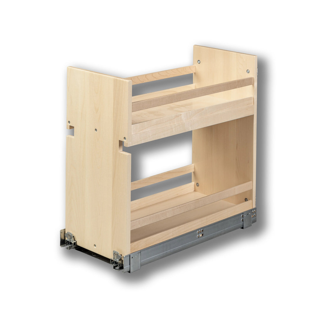 10 1/2" Short Height Base Cabinet Pull-Out Organizer in maple, studio view 4