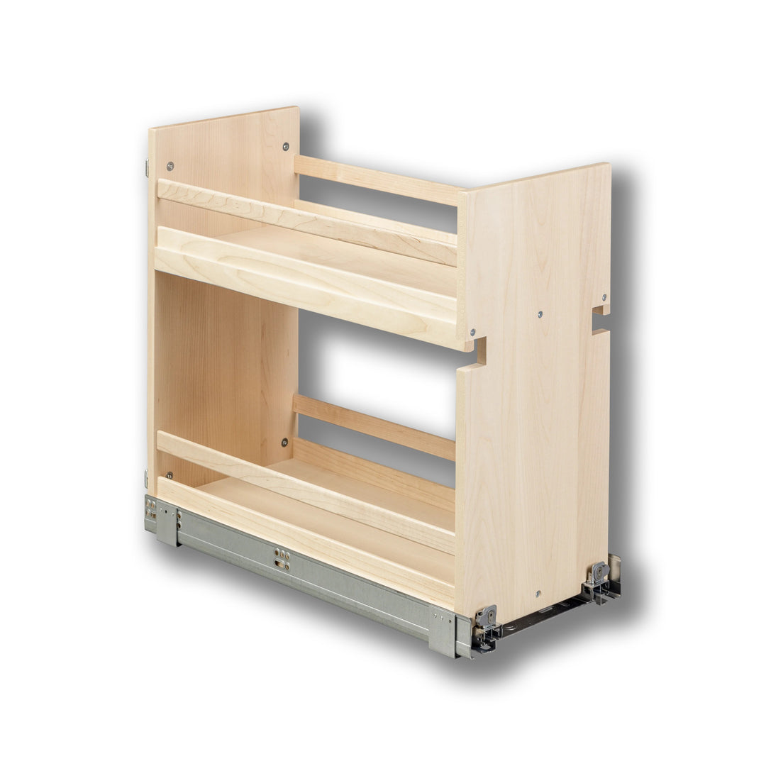 10 1/2" Short Height Base Cabinet Pull-Out Organizer in maple, studio view 5