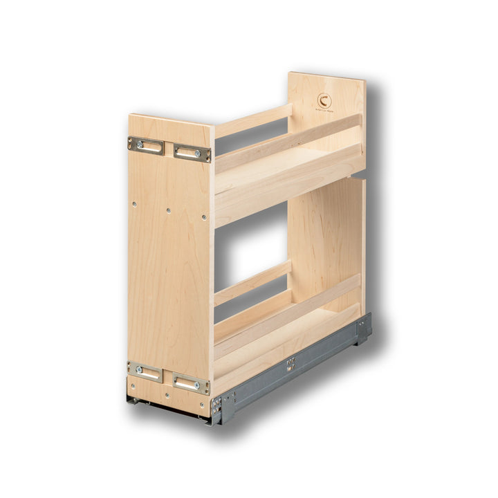 7 1/2" Short Height Base Cabinet Pull-Out Organizer in maple, studio view 2