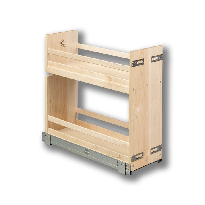 8 1/2" Short Height Base Cabinet Pull-Out Organizer in maple, studio view 4
