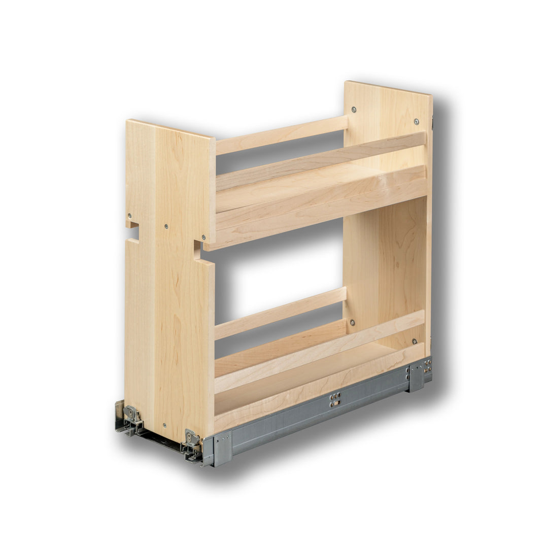 8 1/2" Short Height Base Cabinet Pull-Out Organizer in maple, studio view 5