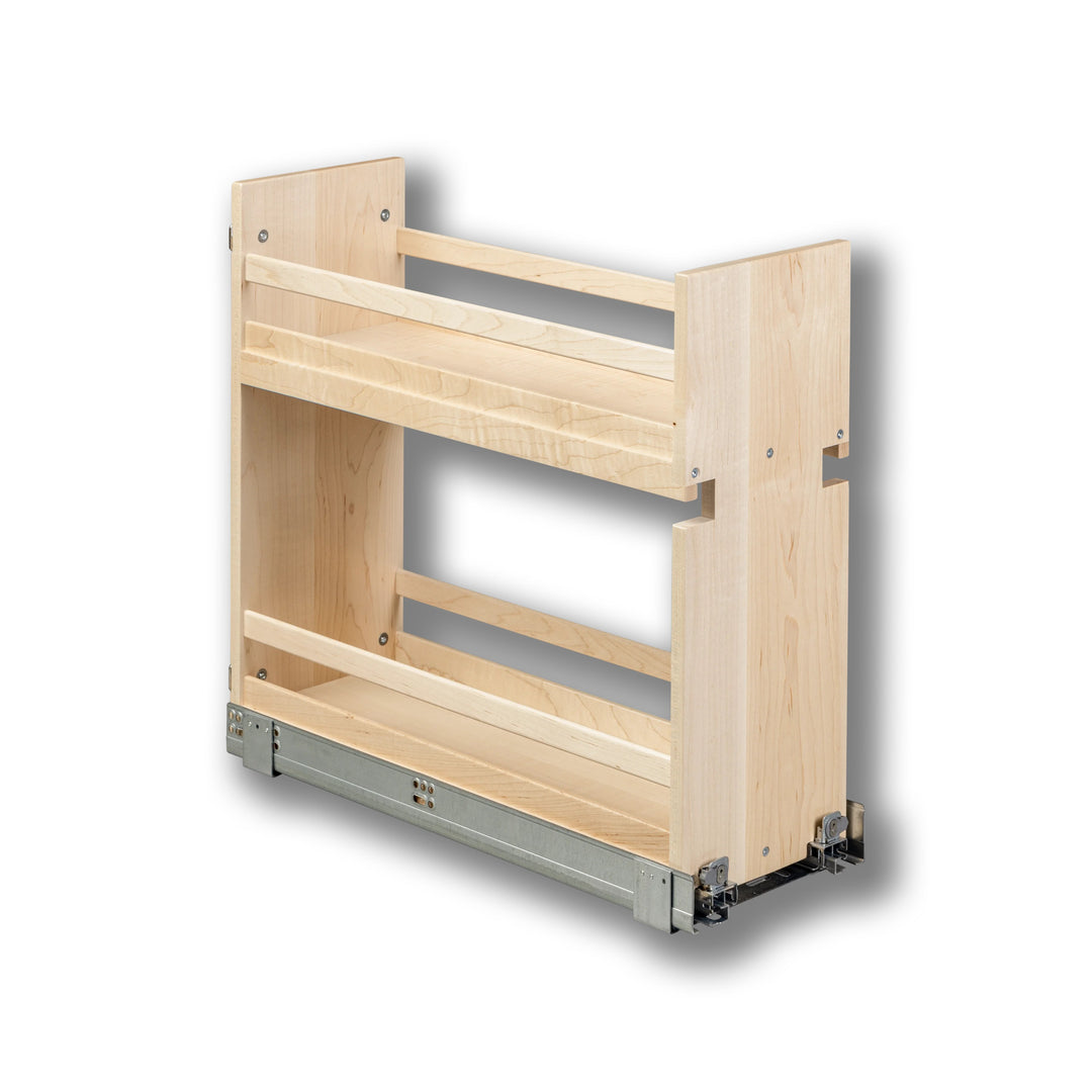 8 1/2" Short Height Base Cabinet Pull-Out Organizer in maple, studio view 6