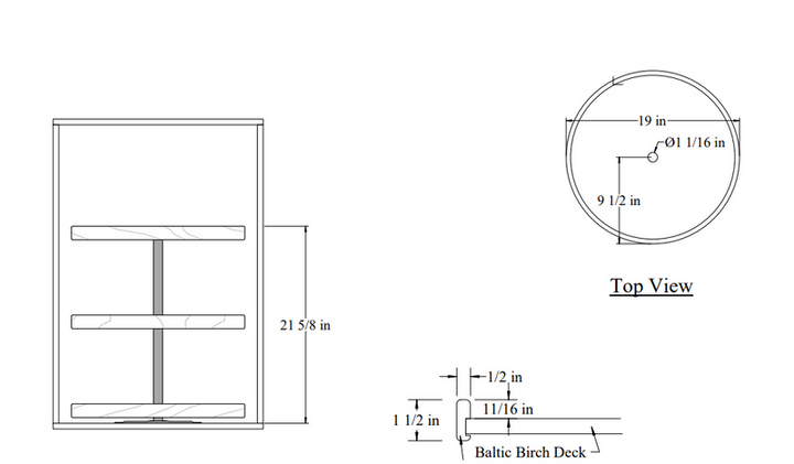 Century Components 19" Magnum Series Full Round Lazy Susan Tray - Hardware Included (MAG19FRPF-1)