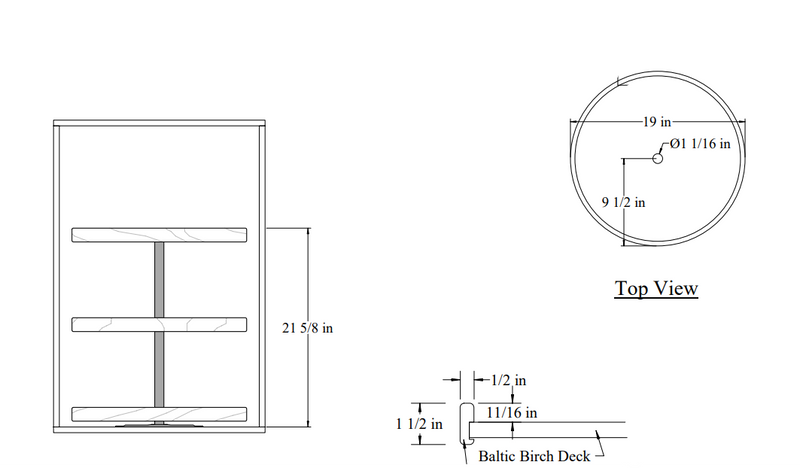 Century Components - Signature Series Lazy Susan - Three 19" Full Round Shelves With Hardware - SIGSHO19FRPF