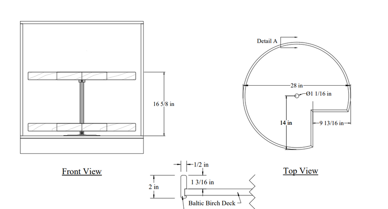 Century Components - Signature Series Lazy Susan - Two 28" Pie Cut Shelves With Hardware - SIGSHO28PCPF