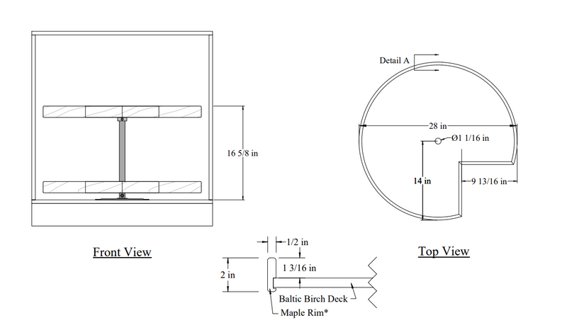 Century Components - Walnut Creek Signature Series Lazy Susan - Two 28" Pie Cut Shelves With Hardware - WCCSIGSHO28PCPF
